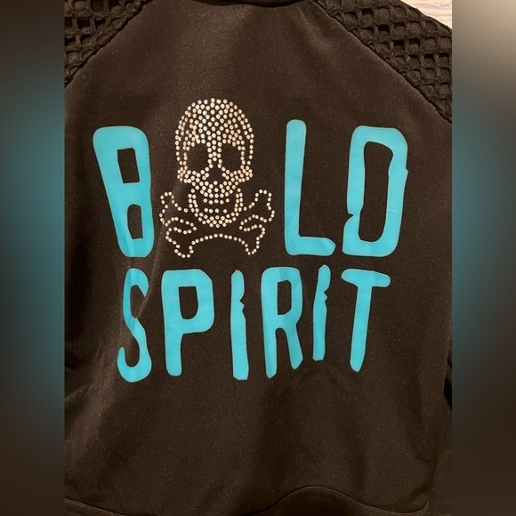 DISNEY PIRATES OF CARIBBEAN Large 14/16 BLACK STUDS SKULL BOLD SPIRIT ZIP JACKET - Picture 4 of 6